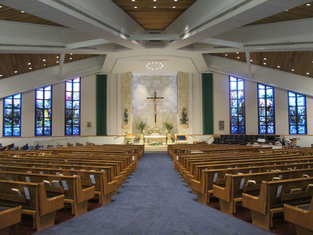 Interior of St Peter the Apostle Church in Naples, FL where am serving since 2014.